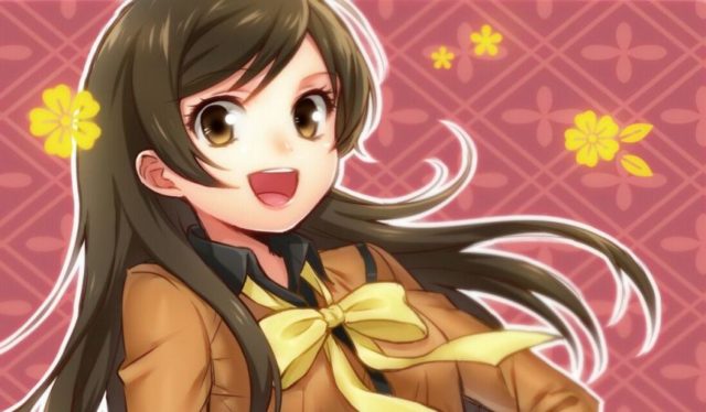 10 pretty anime girls with brown hair and blue or brown eyes